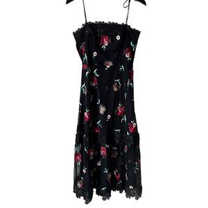 BB Dakota Floral Embroidered Textured Zip Darted Maxi Dress, Size 4